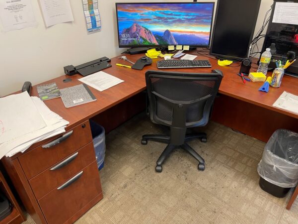 L-Shaped Cherry Laminate Desking - Image 2